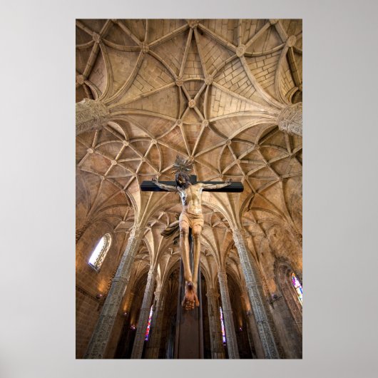 Poster Statue Jésus Dans Cathédrale, Intérieur (Devant)