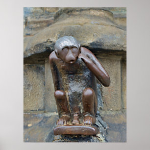 Poster Statue médiévale du singe sur la Grand Place de Mo