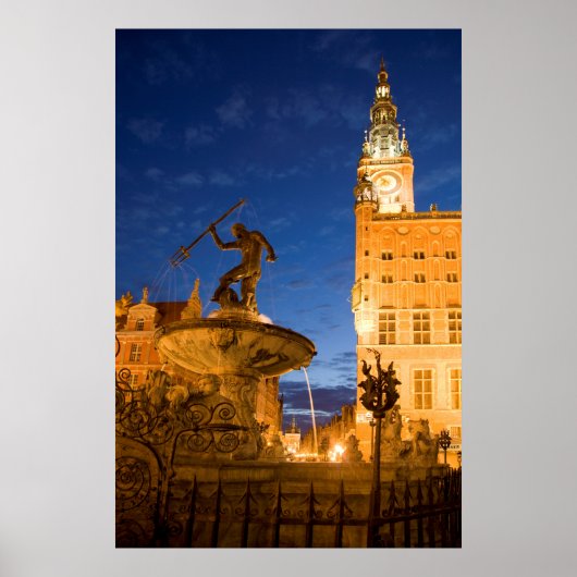 Poster Statue Neptune Dans La Fontaine (Devant)