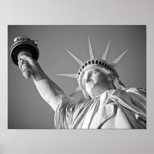 Poster Statue noire et blanche de Liberty New York (Devant)