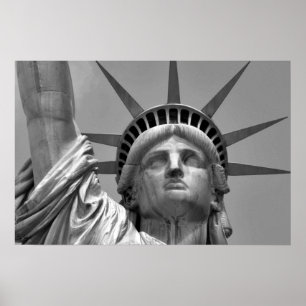 Poster Statue noire et blanche de Liberty New York
