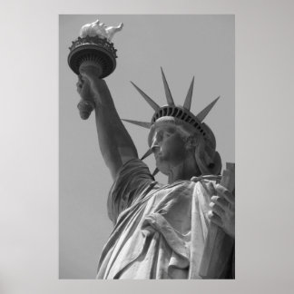 Poster Statue noire et blanche de Liberty New York