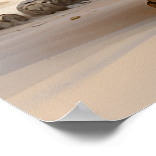 Poster Statue robotique dans les terres désertes désertée (Coin)