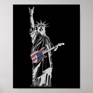 Poster Statue Rocheuse De La Liberté 4 juillet Guitare