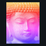 Poster Statue Visage Bouddha Colorée Formée Par Lignes<br><div class="desc">Le visage de Siddhartha Gautama,  Bouddha,  avec effet sculpté. Image formée par des lignes de largeur variable. Idée cadeau pour les personnes qui aiment l'art et la spiritualité asiatiques.</div>