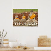 Poster Statues de Bouddhas assis | Ayutthaya, Thaïlande (Cuisine)