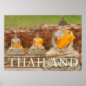 Poster Statues de Bouddhas assis | Ayutthaya, Thaïlande (Devant)