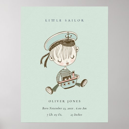 Poster Statut de naissance nautique de petits garçons ble (Devant)