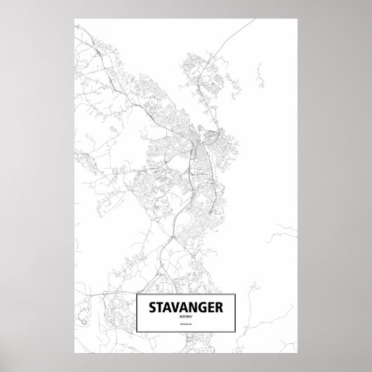 Poster Stavanger, Norvège (noir sur blanc) (Devant)