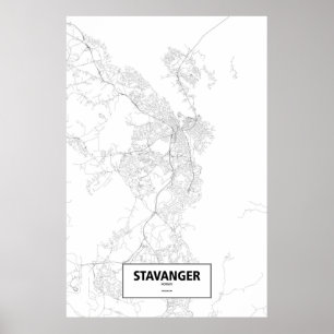 Poster Stavanger, Norvège (noir sur blanc)