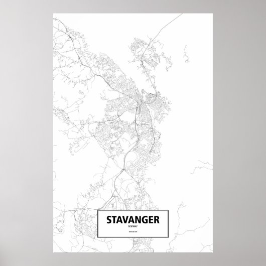 Poster Stavanger, Norvège (noir sur blanc) (Devant)