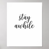 Poster Stay Awhile Minimal Script Wall Art (Devant)