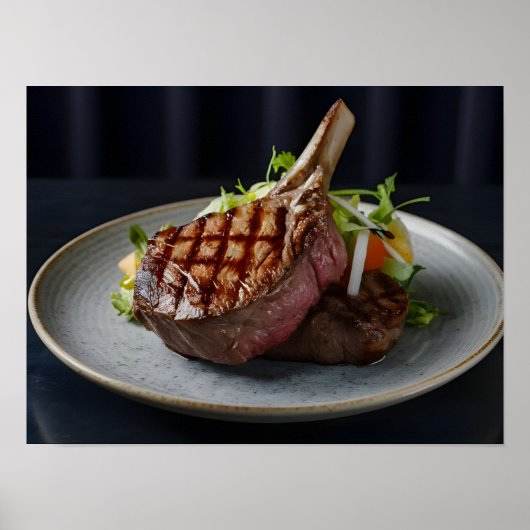 Poster Steak de Boeuf Grillé Savoureux (Devant)