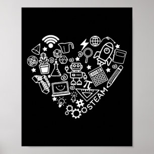 Poster Steam Heart Shape Stem Enseignant Science Lover By