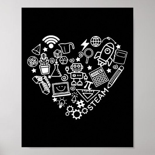 Poster Steam Heart Shape Stem Enseignant Science Lover By (Devant)