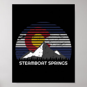 Poster Steamboat Springs Co X Drapeau du Colorado