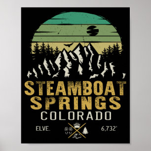 Poster Steamboat Springs Colorado Mountain Camping Randon