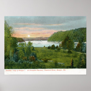 Poster Steamer, Bangor Maine 1908 Vintage