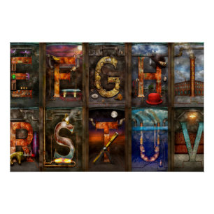 Poster Steampunk - Alphabet - Alphabet complet