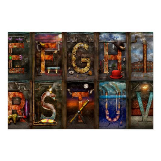 Poster Steampunk - Alphabet - Alphabet complet (Devant)