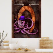 Poster Steampunk - Alphabet - O est pour Octopus (Cuisine)