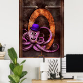 Poster Steampunk - Alphabet - O est pour Octopus (Bureau à domicile)