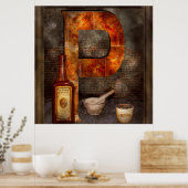 Poster Steampunk - Alphabet - P est pour la pharmacie (Cuisine)