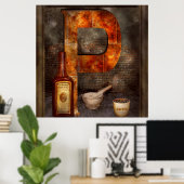 Poster Steampunk - Alphabet - P est pour la pharmacie (Bureau à domicile)