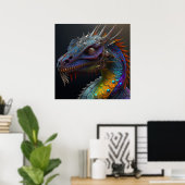 Poster Steampunk arc-en-ciel portrait de dragon IA art Po (Bureau à domicile)
