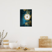Poster Steampunk Arrière - plan turquoise avec Gears (Cuisine)
