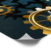 Poster Steampunk Arrière - plan turquoise avec Gears (Coin)