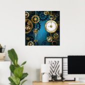 Poster Steampunk Arrière - plan turquoise avec Gears (Bureau à domicile)