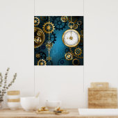Poster Steampunk Arrière - plan turquoise avec Gears (Cuisine)