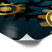 Poster Steampunk Arrière - plan turquoise avec Gears (Coin)