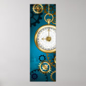 Poster Steampunk Arrière - plan turquoise avec Gears (Devant)