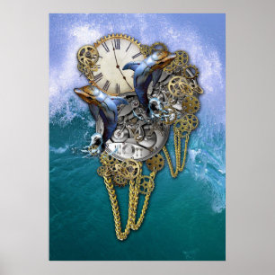 Poster Steampunk-Art Temps-Paix Sculpture