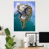 Poster Steampunk-Art Temps-Paix Sculpture (Bureau à domicile)