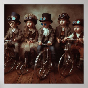 Poster Steampunk Babies Bicycle Gang 04 V2