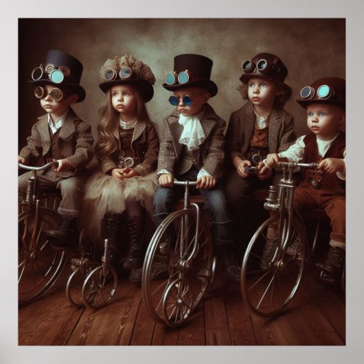 Poster Steampunk Babies Bicycle Gang 04 V2 (Devant)