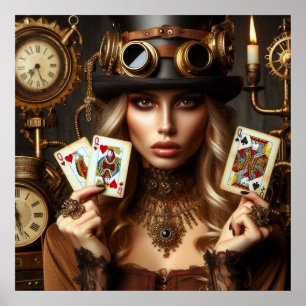Poster Steampunk Belle Reine Des Coeurs