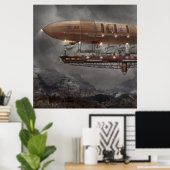 Poster Steampunk - Blimp - Airship Maximus (Bureau à domicile)