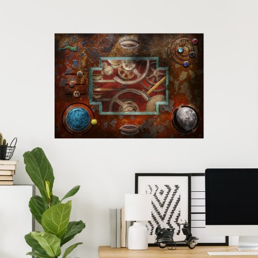 Poster Steampunk - Boîte de Pandore (Bureau à domicile)