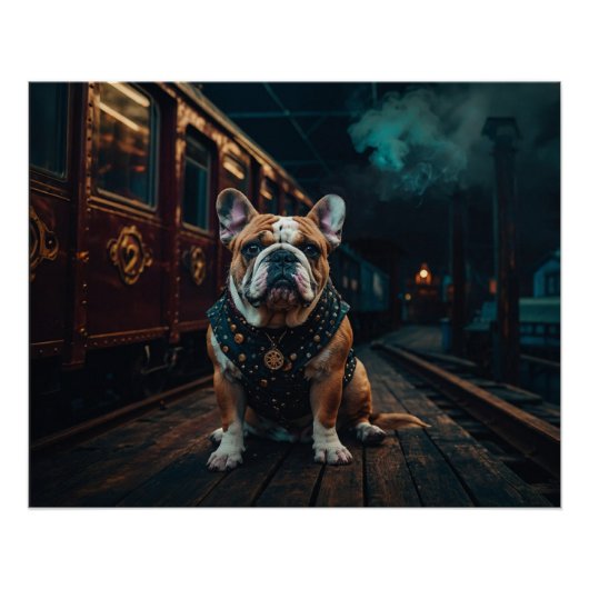 Poster Steampunk Bulldog Stationmaster Portrait (Devant)