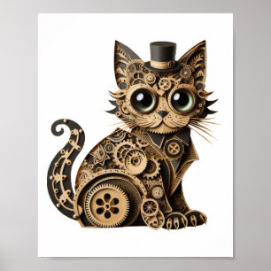 Poster Steampunk chat animaux papier artisanat