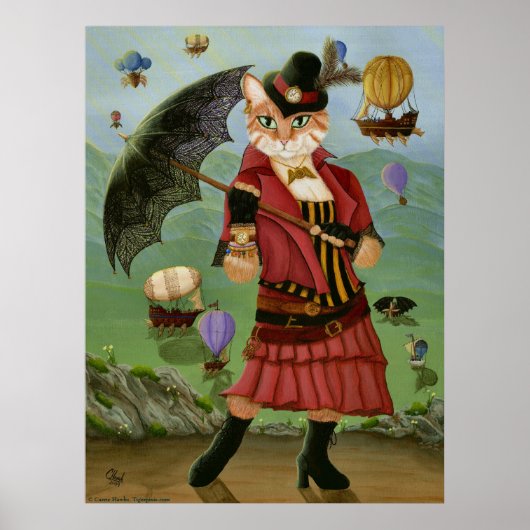 Poster Steampunk Chat Victorien Portrait Art Gothique Imp (Devant)