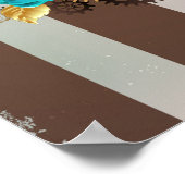 Poster Steampunk Clock and Turquoise Roses on Striped (Coin)