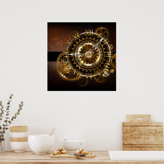 Poster Steampunk clock with antique gears (Cuisine)