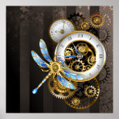 Poster Steampunk Clock with Mechanical Dragonfly (Devant)