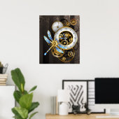Poster Steampunk Clock with Mechanical Dragonfly (Bureau à domicile)