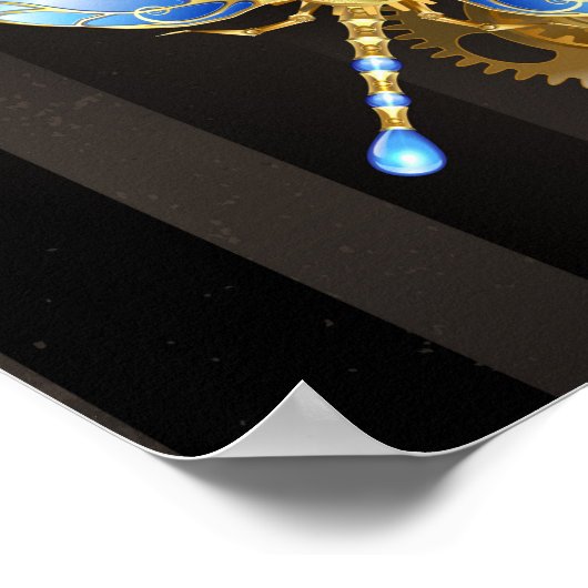 Poster Steampunk Clock with Mechanical Dragonfly (Coin)